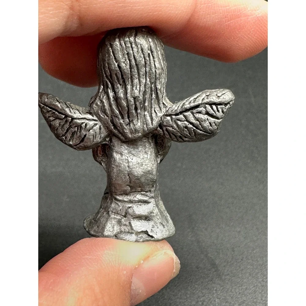 Vintage Pewter Angel Figurine Praying Design Small Metal Collectible Shelf Decor